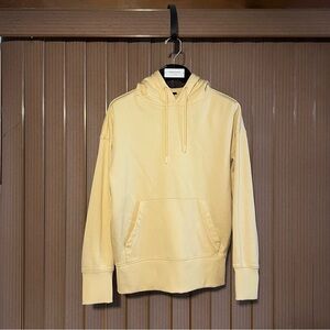 Bright Yellow Drawstring Hoodie in Athletic Material Men’s Size Extra Small